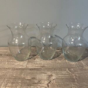 Vintage Libbys 8 Inch Clear Glass Vases Set of 3